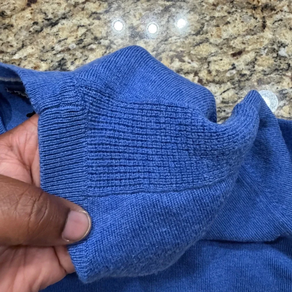Banana Republic Mens Extra Fine Merino Wool Crewneck Sweater Blue Large L